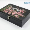 Hộp trang sức sơn mài họa tiết cò đào nền đen cao cấp