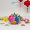 Hũ cam sơn mài đựng mứt vẽ lập thể