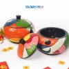 Hũ đào sơn mài đựng mứt vẽ lập thể