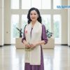 Khăn lụa đũi họa tiết hoa sen thêu tay màu trắng 100% silk cao cấp