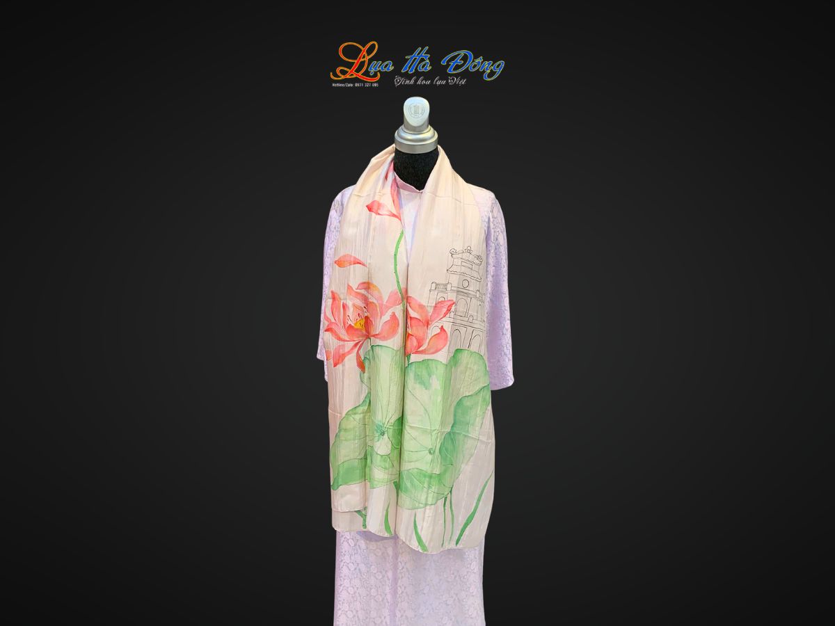 Khăn lụa tơ tằm vẽ tay Hồ Gươm