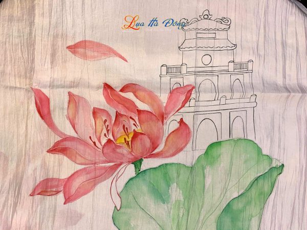 Khăn lụa tơ tằm vẽ tay Hồ Gươm