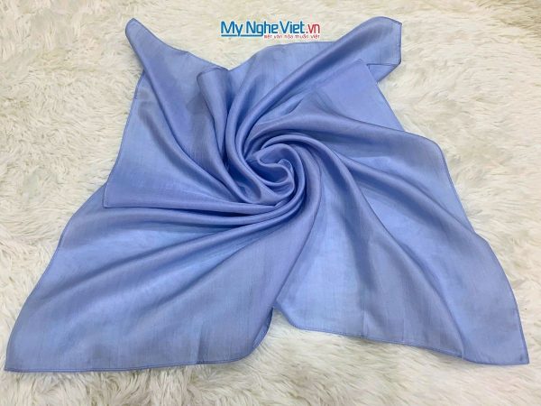 Khăn lụa vuông tơ tằm trơn màu xanh dương
