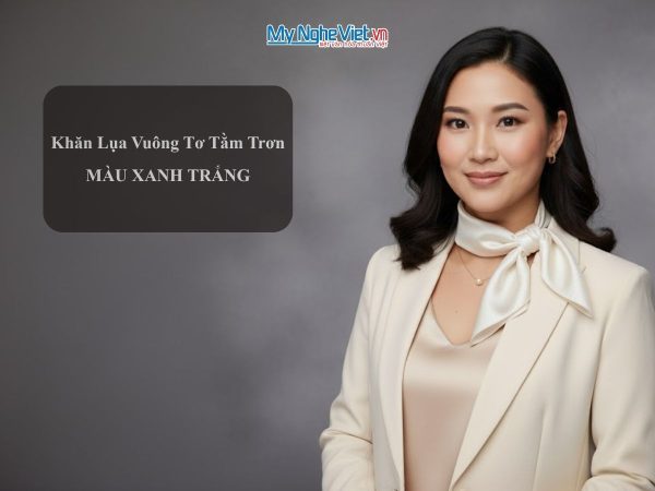Khăn lụa vuông tơ tằm trơn màu trắng
