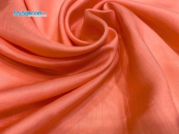 Khăn lụa vuông tơ tằm trơn màu cam hồng
