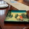 Khay sơn mài vuông vẽ phong cảnh