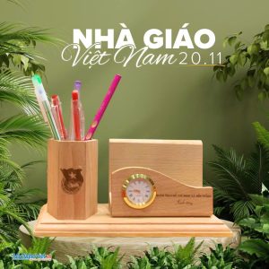 Quà tặng ngày 20-11 - quà tặng cắm bút gỗ in tên và logo