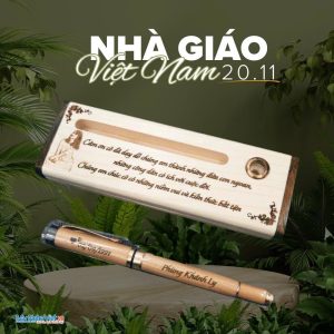 Quà tặng ngày 20-11 - quà tặng bút ký gỗ in tên và logo