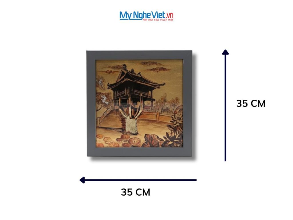 Tranh Sơn Mài Dát Lá Vàng Chùa Một Cột