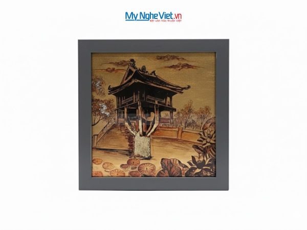 Tranh Sơn Mài Dát Lá Vàng Chùa Một Cột