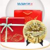 Lacquerware relief painting of a lotus with gold leaf application and premium gift box
