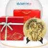 Lacquerware relief painting of a lotus with gold leaf application and premium gift box