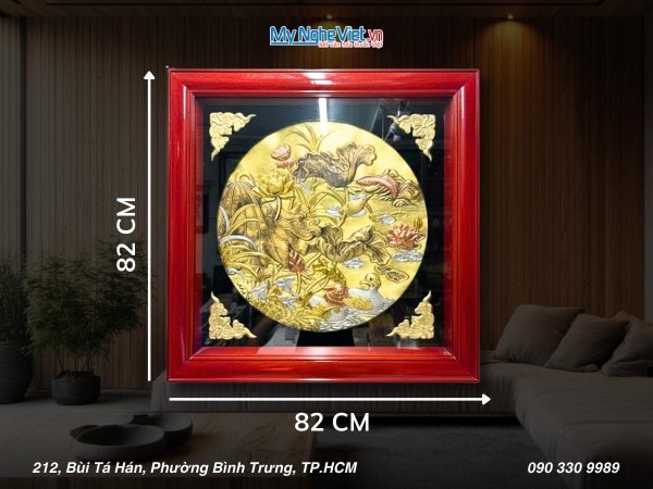 Tranh Đồng Sen Vịt Uyên Ương Đồng Hun Giả Cổ DD8282/4