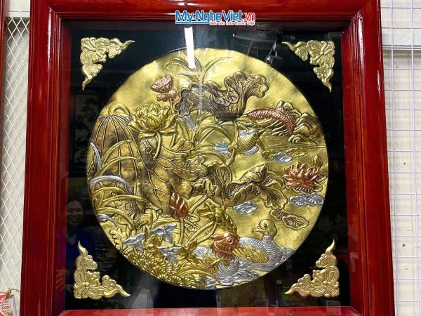 Tranh Đồng Sen Vịt Uyên Ương Đồng Hun Giả Cổ