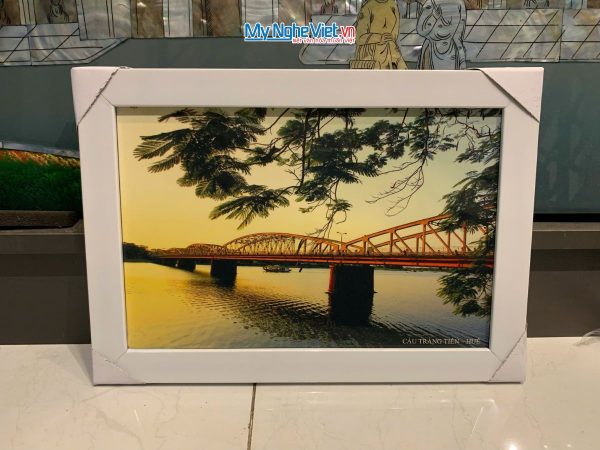 Bộ tranh sơn mài phong cảnh Việt Nam và khung trắng