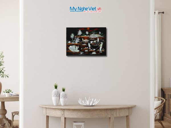 Tranh Sơn Mài Đồng Quê Nền Ấm Cẩn Ốc