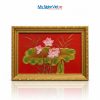 Bộ tranh sơn mài hoa sen nền đỏ và khung vàng