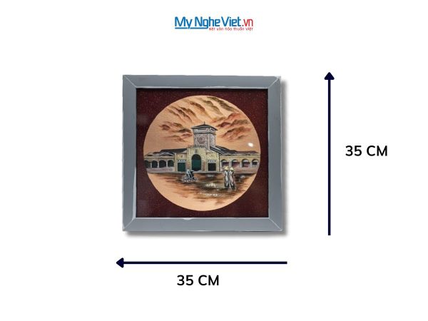 Tranh Sơn Mài Chợ Bến Thành Có Khung