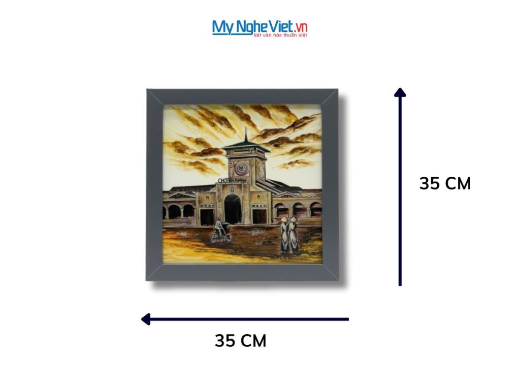 Tranh Sơn Mài Vuông Chợ Bến Thành