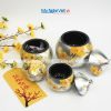 Bộ 3 hũ mận bạc kim vẽ mai vàng MNV-QT120-2 - Quà Tết Ý Nghĩa