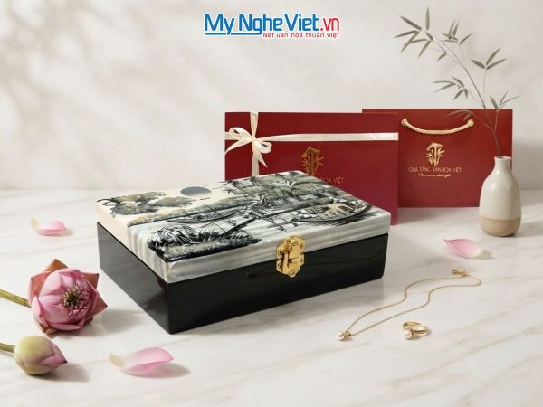 Hộp trang sức sơn mài đồng quê