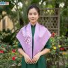 Khăn lụa vuông tơ tằm màu tím vẽ hoa