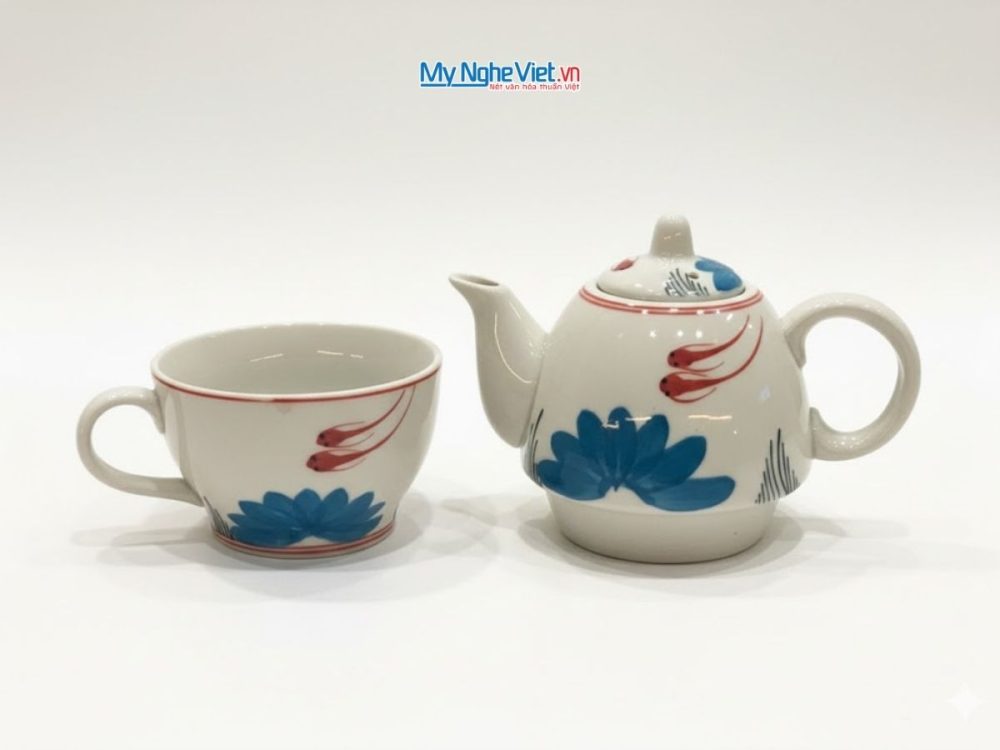 Bình Trà Độc Ẩm Gốm Bát Tràng Họa Tiết Cổ Điển