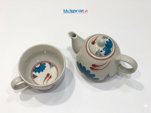 Bình Trà Độc Ẩm Gốm Bát Tràng Họa Tiết Cổ Điển