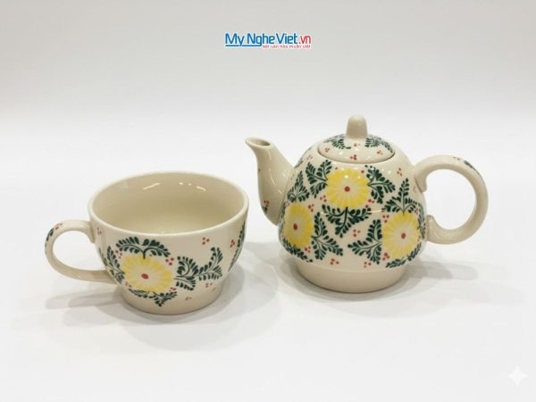 Bộ Trà Độc Ẩm Họa Tiết Hoa Vàng