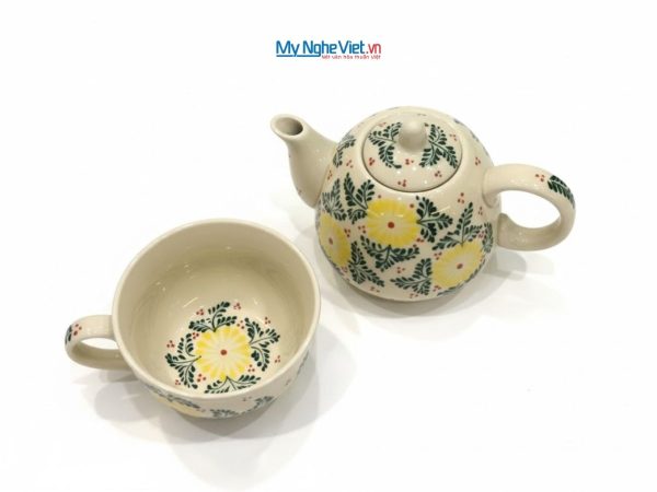 Bộ Trà Độc Ẩm Họa Tiết Hoa Vàng