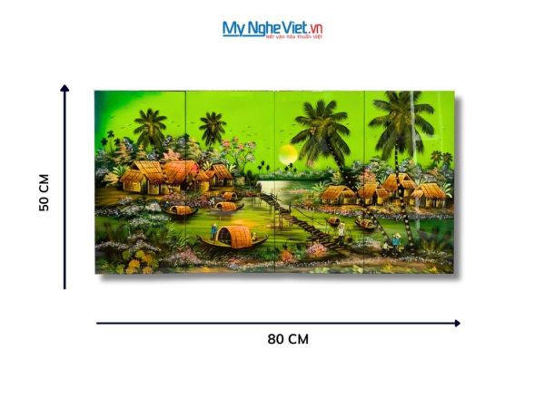 Bộ Tranh Sơn Mài Đồng Quê Xanh Lá