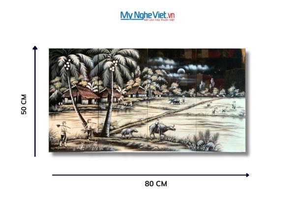 Bộ Tranh Sơn Mài Đồng Quê Trắng Đen