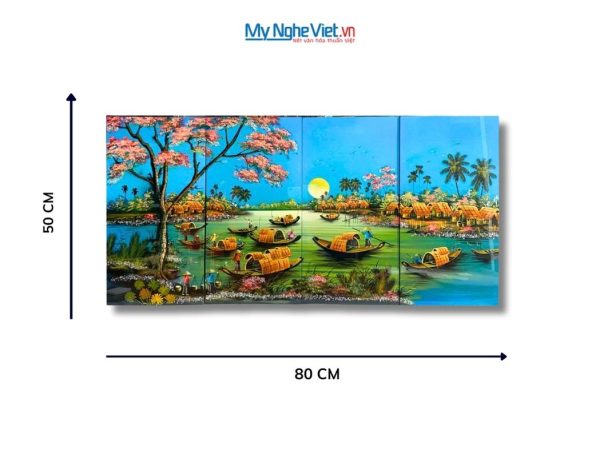 Bộ Tranh Sơn Mài Đồng Quê Xanh Dương