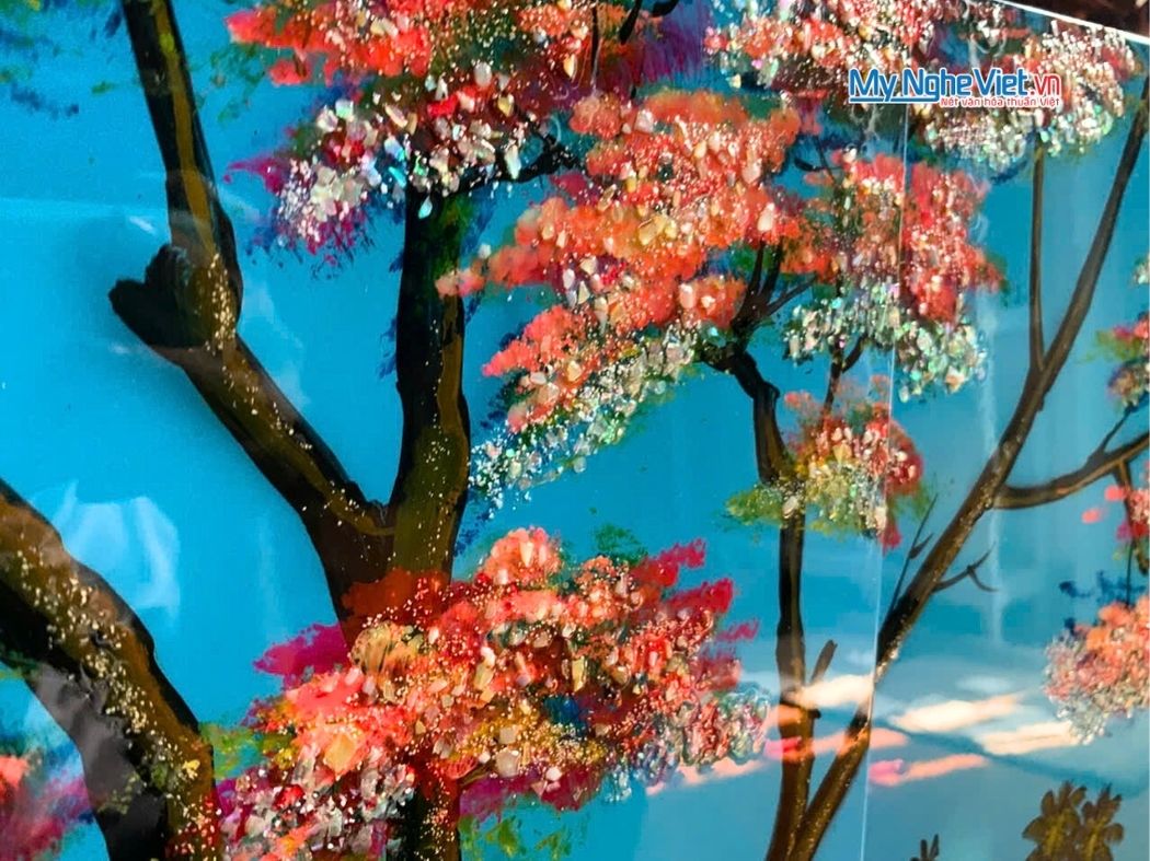 Bộ Tranh Sơn Mài Đồng Quê Xanh Dương