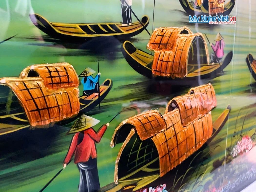 Bộ Tranh Sơn Mài Đồng Quê Xanh Dương