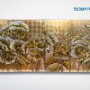 Bộ Tranh Sơn Mài Hoa Sen Dát Lá Vàng Đắp Nổi