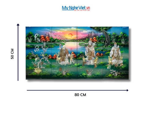 Bộ Tranh Sơn Mài Phúc Lộc Thọ Cẩn Ốc Nổi