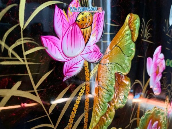 Bộ Tranh Sơn Mài Cò Sen Cát Tường Đắp Nổi