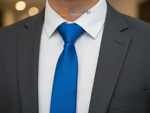 Cravat lụa tơ tằm trơn màu xanh MNV-CRV71
