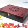 Hộp Mứt Tết Sơn Mài 6 Ngăn Có Khóa Đỏ Đô