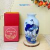 Bình hoa gốm bát tràng vẽ vàng kim hoa sen đắp nổi cao cấp