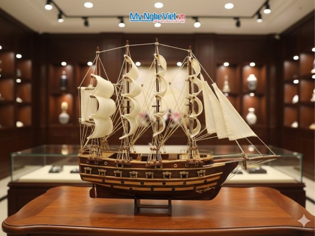 Mô hình thuyền buồm Jylland bằng gỗ buồm trắng