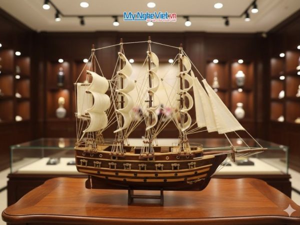 Mô hình thuyền buồm Jylland bằng gỗ buồm trắng