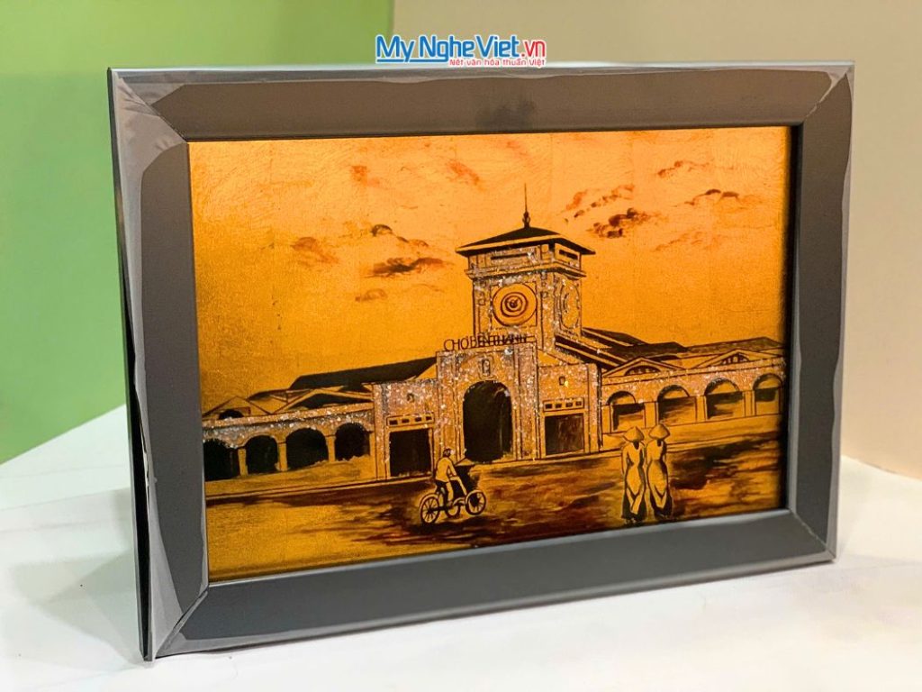 Tranh Sơn Mài Vẽ Chợ Bến Thành