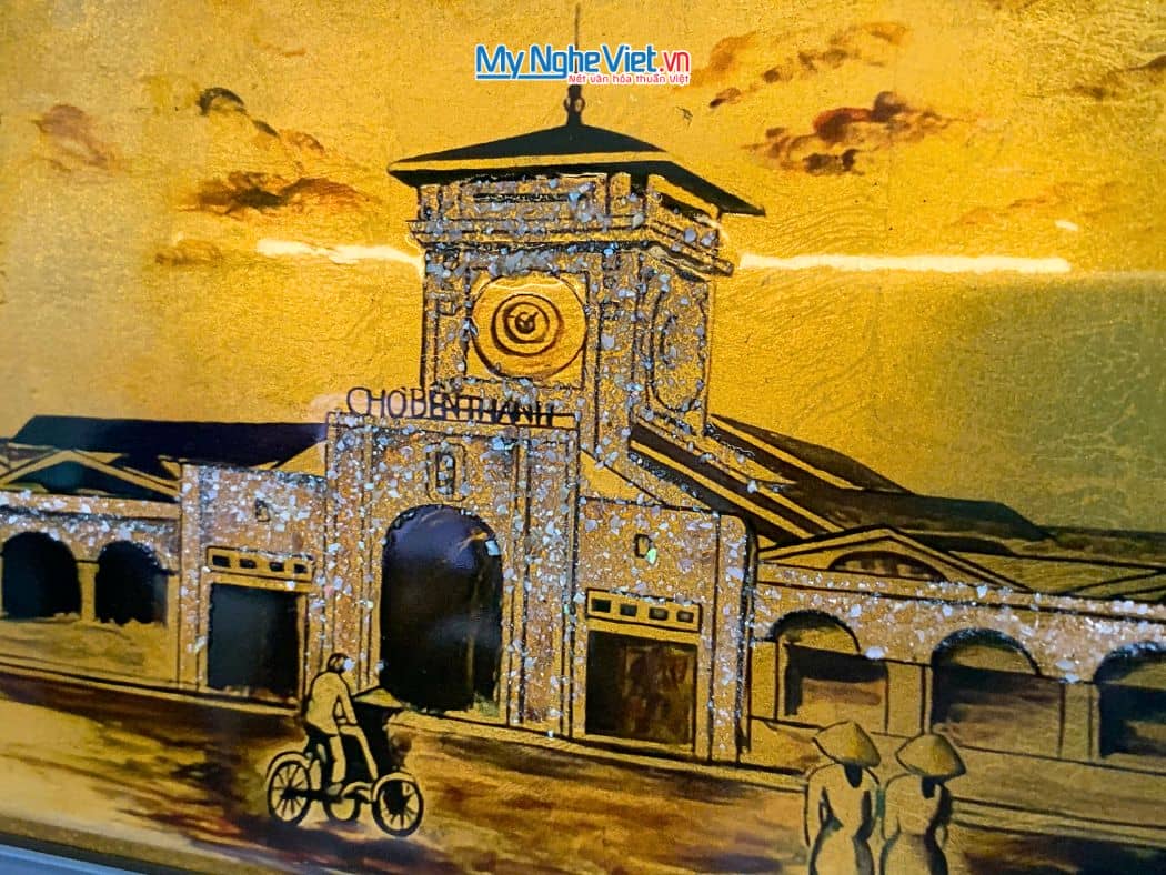 Tranh Sơn Mài Vẽ Chợ Bến Thành