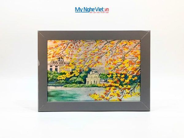 Tranh Sơn Mài Vẽ hồ Gươm Dát Lá Bạc