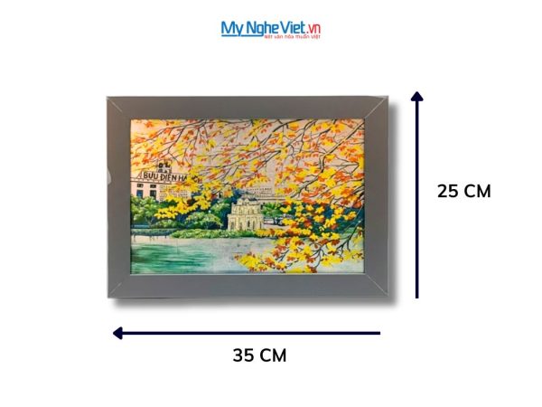 Tranh Sơn Mài Vẽ hồ Gươm Dát Lá Bạc