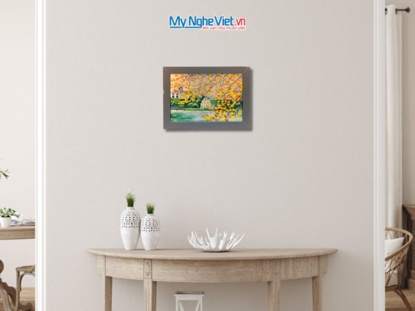 Tranh Sơn Mài Vẽ hồ Gươm Dát Lá Bạc