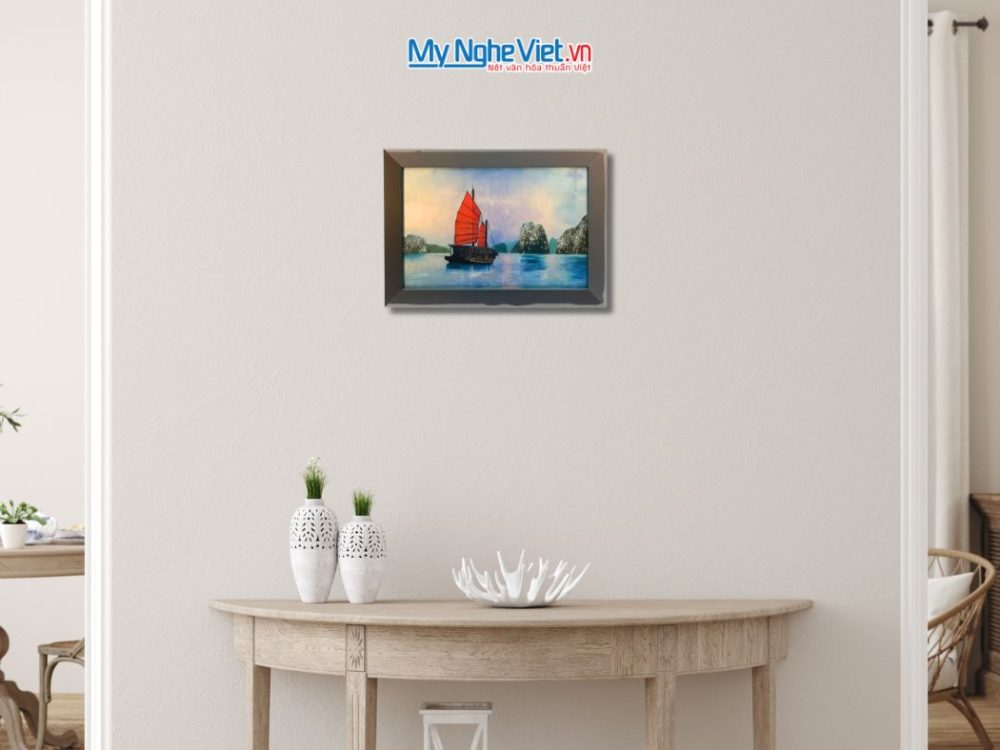 Tranh Sơn Mài Phong Cảnh Vịnh Hạ Long Dát Lá Bạc