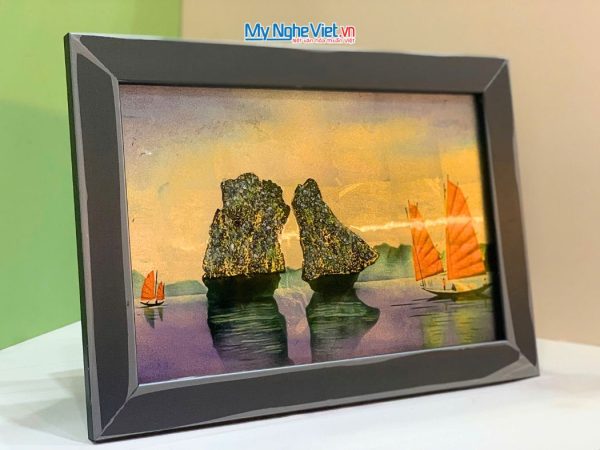 Tranh Sơn Mài Phong Cảnh Vịnh Hạ Long Dát Lá Bạc